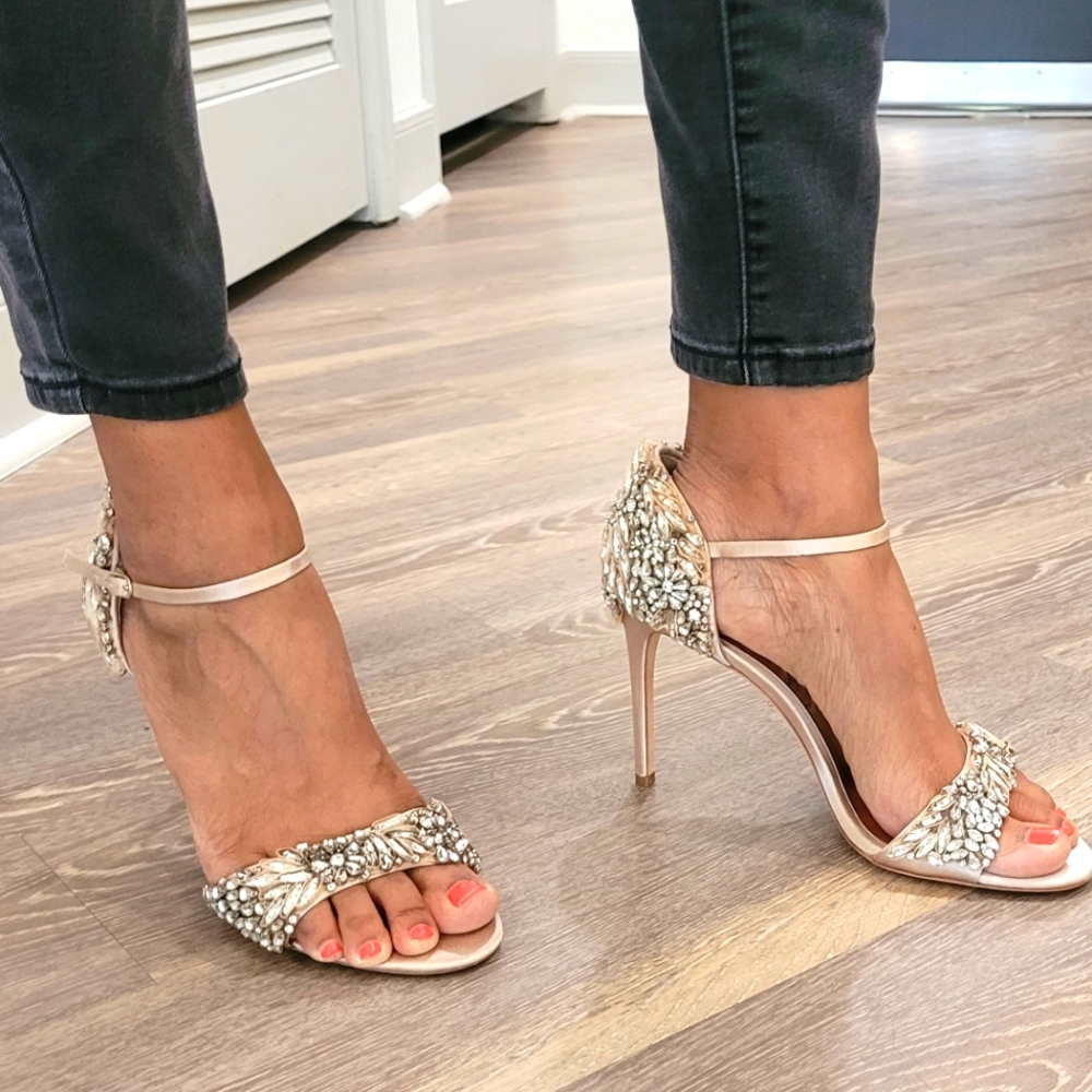 Bagley and Mischka Nude & Jeweled Heels